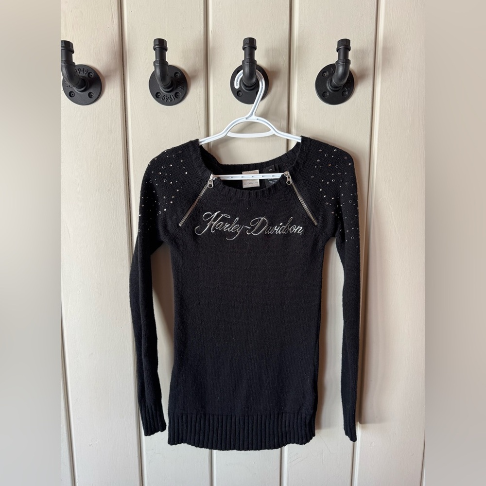 Y2K Harley-Davidson Black Women's Sweater